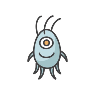 Tatlı çizgi film gülümseyen uzaylı. vektör illüstrasyonu