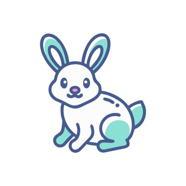 Tavşan karakterli sevimli tavşan ikon vektör çizimi tasarımı