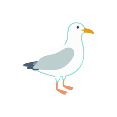 martı kuş çizgi film vektör çizimi izole edildi