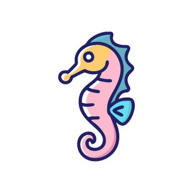 vektör karikatür çizimi - balıklı şirin deniz atı karakteri. düzenlenebilir tasarım.