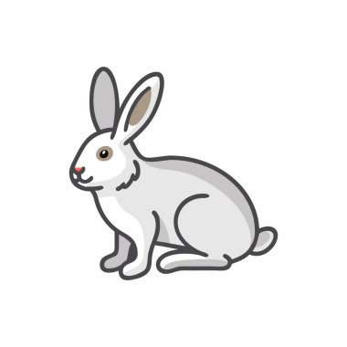 Tatlı tavşan ikonu, çizgi film tarzı.