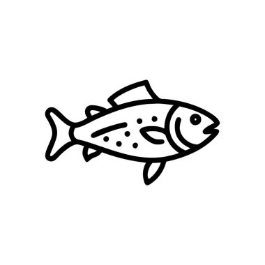 balık simgesi vektörü beyaz arkaplanda izole edildi, balık şeffaf işareti, doğrusal semboller ve ana hatlı tasarım ögesi