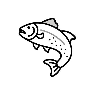 Ana hatlarıyla balık ikonu. vektör illüstrasyonu