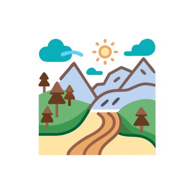 peyzaj ikonu vektör illüstrasyonu