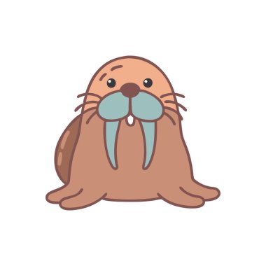 Sevimli deniz foku. çizgi film karakteri. Beyaz arkaplanda izole edilmiş vektör el çizimi.