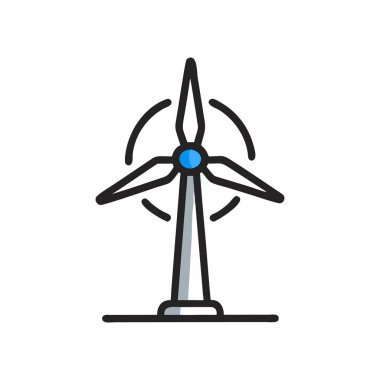 Beyaz arkaplanda elektrik yel değirmeni vektör simgesi izole