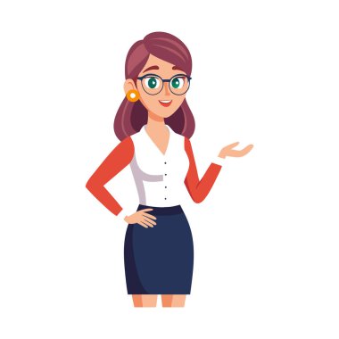 Çeşitli pozlarda kadın çizgi film karakteri.