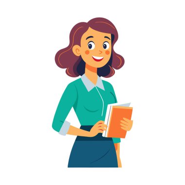 Elinde kalem ve kitap olan kız öğrenci.