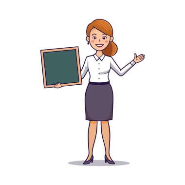 Pano ve mesajı olan bir iş kadını