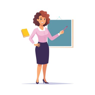 Sınıftaki genç bayan öğretmen vektör illüstrasyon tasarımı