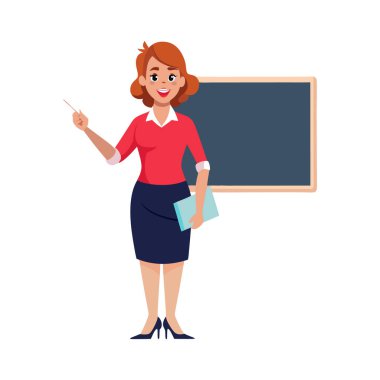 Tahta karakterli genç bayan öğretmen.
