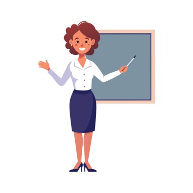 Yazı tahtası önünde kadın öğretmen