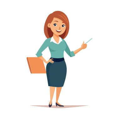 Pano ve kalem vektör çizimine sahip genç bir kadın