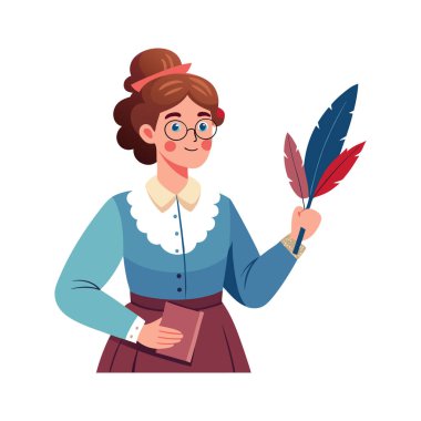 Kitabı olan mutlu genç bir kadın.