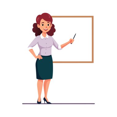 Sınıfta sörf tahtası olan öğretmen kadın.