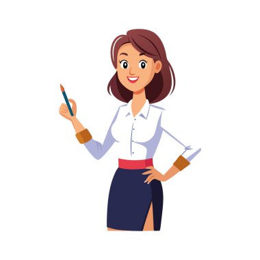 Çizgi film öğretmeni ya da dizüstü bilgisayarı olan öğrenci. vektör