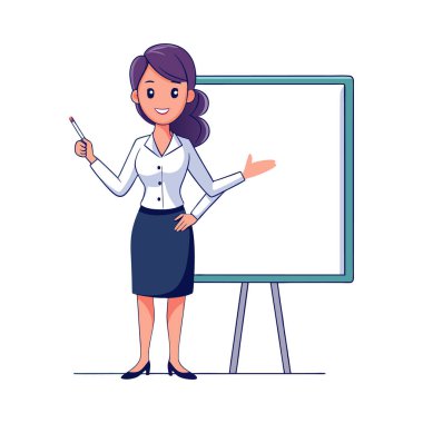 Sınıf vektör çizimi tasarımında iş kadını öğretmeni