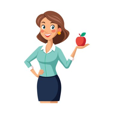 Elma ve elmayla genç bir kadın