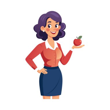 Elde elma olan kadın vektör çizimi tasarımı