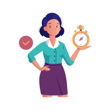 Saati ve takvimi olan iş kadını.