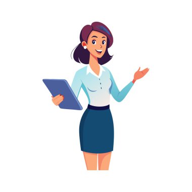 Tablet aygıtlı kadın vektör çizim grafik tasarımı