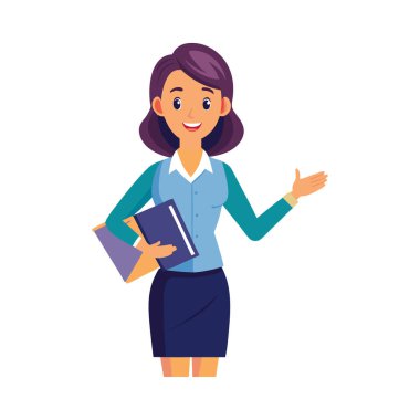 Belgeleri ve dizin karakter çizimi tasarımı olan iş kadını