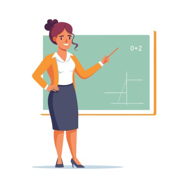 Sınıfta tahtası ve öğretmeni olan bir öğretmen.