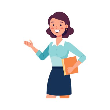 Kitap ve kalem vektör illüstrasyon tasarımlı kadın