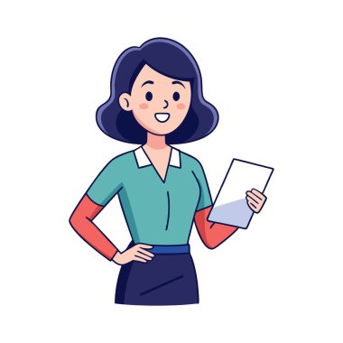 Akıllı telefon karakter vektör çizimi kullanan genç kadın