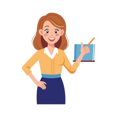 Okul malzemeleri vektör tasarımı ile kadın öğretmen