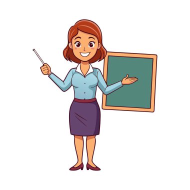 Öğretmen, karatahta vektör illüstrasyon tasarımı ile