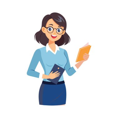 Kitabı ve kalemi olan kadın.