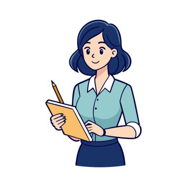 Kitap vektör çizimi tasarımı ile genç bayan öğretmen