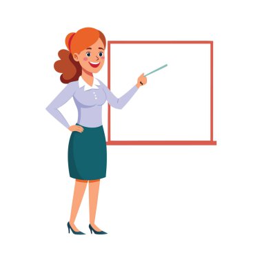 Öğretmen kadın tahtası var.