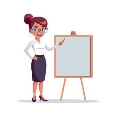 Öğretmen kadın öğretmen ve karatahta vektör tasarımı