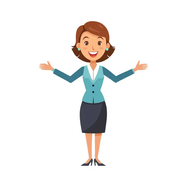 Beyaz arka planda mutlu yüzlü bir iş kadını.