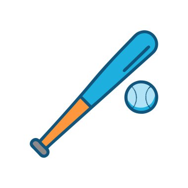 Beyzbol topu yarasa çizgisine sahip ve biçim ikonu tasarım vektörü illüstrasyonuna sahip