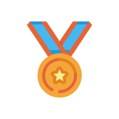 madalya vektörü düz renk simgesi