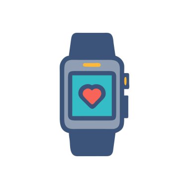 akıllı kalp düz biçim simgesi, vektör tasarımı ile akıllı twatch