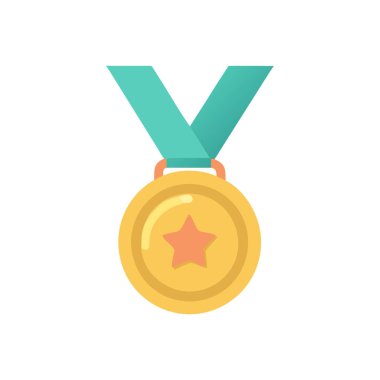 madalya vektörü düz renk simgesi