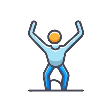 Düz dizayn vektör illüstrasyonu. Kollarını kaldırıp ellerini kaldırmış bir iş adamı..