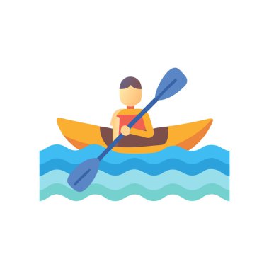 Kürekli ve su ikonlu bir kano. vektör