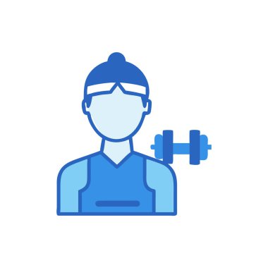 Spor salonunda dambılı olan insan çalışan ikon konsepti.