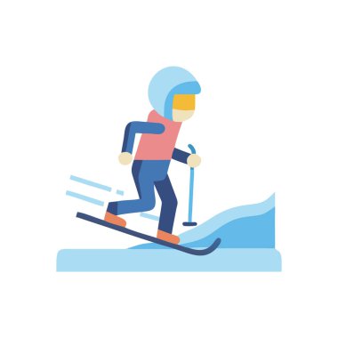 Kış sporu kayak düz vektör simgesi