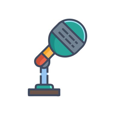 Web ve mobil uygulaması tasarımı, mikrofon logo kavramı için beyaz arka plan üzerinde izole mikrofon simge vektör