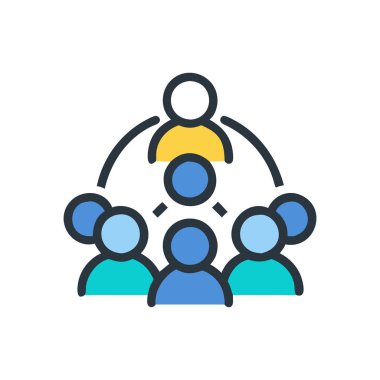 sosyal medya simgesi vektör illüstrasyonuna sahip bir grup insan