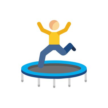 Trambolin ikonu atlayan bir adam. Beyaz arkaplanda izole edilmiş web tasarımı için trambolin vektör simgesi atlama izometriği