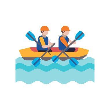 İki çocuk kayıkta yüzüyor