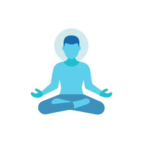 Yoga meditasyon pozisyonu vektör illüstrasyonlu adam