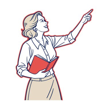 Beyaz arkaplan vektör çizimi üzerine kitabı olan öğretmen